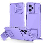 For OPPO Realme C35 Stereoscopic Holder Sliding Camshield Phone Case(Purple)
