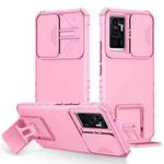 For vivo V23e / S10e 5G Stereoscopic Holder Sliding Camshield Phone Case(Pink)