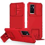 For vivo V23e / S10e 5G Stereoscopic Holder Sliding Camshield Phone Case(Red)
