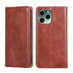 For Honor 60 SE Gloss Oil Solid Color Magnetic Flip Leather Phone Case(Brown)