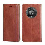 For Honor Magic4 Gloss Oil Solid Color Magnetic Flip Leather Phone Case(Brown)