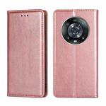 For Honor Magic4 Pro Gloss Oil Solid Color Magnetic Flip Leather Phone Case(Rose Gold)