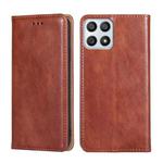 For Honor X30i Gloss Oil Solid Color Magnetic Flip Leather Phone Case(Brown)
