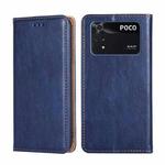 For Xiaomi Poco M4 Pro Gloss Oil Solid Color Magnetic Flip Leather Phone Case(Blue)