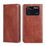 For Xiaomi Poco M4 Pro Gloss Oil Solid Color Magnetic Flip Leather Phone Case(Brown)