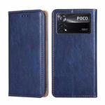 For Xiaomi Poco X4 Pro 5G Gloss Oil Solid Color Magnetic Flip Leather Phone Case(Blue)