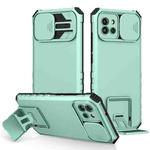 For Samsung Galaxy A03 164mm Stereoscopic Holder Sliding Camshield Phone Case(Light Blue)