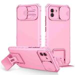 For Samsung Galaxy A03 166mm Stereoscopic Holder Sliding Camshield Phone Case(Pink)