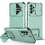 For Samsung Galaxy A53 5G Stereoscopic Holder Sliding Camshield Phone Case(Light Blue)