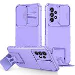 For Samsung Galaxy A53 5G Stereoscopic Holder Sliding Camshield Phone Case(Purple)