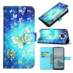 For Nokia G20/G10 3D Painting Horizontal Flip Leather Case(Golden Butterfly)