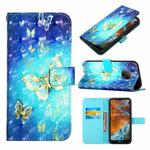 For Nokia G300 3D Painting Horizontal Flip Leather Case(Golden Butterfly)