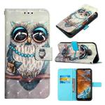 For Nokia G300 3D Painting Horizontal Flip Leather Case(Grey Owl)