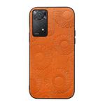 For Xiaomi Redmi Note 11 Pro Sunflower Pattern PU Shockproof Phone Case(Orange)