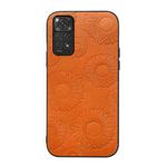 For Xiaomi Redmi Note 11 / Note 11S 4G Sunflower Pattern PU Shockproof Phone Case(Orange)