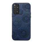 For Xiaomi Redmi Note 11 / Note 11S 4G Sunflower Pattern PU Shockproof Phone Case(Blue)