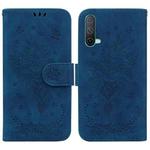 For OnePlus Nord CE 5G Butterfly Rose Embossed Leather Phone Case(Blue)