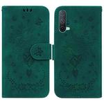 For OnePlus Nord CE 5G Butterfly Rose Embossed Leather Phone Case(Green)