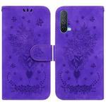For OnePlus Nord CE 5G Butterfly Rose Embossed Leather Phone Case(Purple)