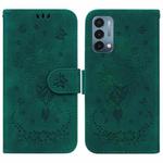 For OnePlus Nord N200 5G Butterfly Rose Embossed Leather Phone Case(Green)