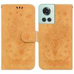 For OnePlus 10R / Ace Butterfly Rose Embossed Leather Phone Case(Yellow)