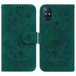 For OnePlus Nord N10 5G Butterfly Rose Embossed Leather Phone Case(Green)