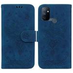 For OnePlus Nord N100 Butterfly Rose Embossed Leather Phone Case(Blue)
