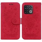 For OnePlus 10 Pro 5G Butterfly Rose Embossed Leather Phone Case(Red)