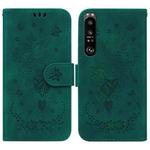 For Sony Xperia 1 III Butterfly Rose Embossed Leather Phone Case(Green)