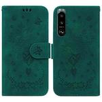 For Sony Xperia 5 III Butterfly Rose Embossed Leather Phone Case(Green)