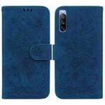 For Sony Xperia 10 III Butterfly Rose Embossed Leather Phone Case(Blue)