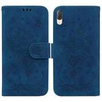 For Sony Xperia L3 Butterfly Rose Embossed Leather Phone Case(Blue)