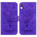 For Sony Xperia L3 Butterfly Rose Embossed Leather Phone Case(Purple)