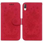 For Sony Xperia L3 Butterfly Rose Embossed Leather Phone Case(Red)