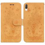 For Sony Xperia L3 Butterfly Rose Embossed Leather Phone Case(Yellow)