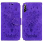 For Sony Xperia L4 Butterfly Rose Embossed Leather Phone Case(Purple)