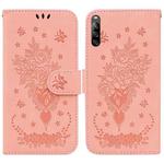 For Sony Xperia L4 Butterfly Rose Embossed Leather Phone Case(Pink)