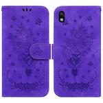 For Sony Xperia Ace III Butterfly Rose Embossed Leather Phone Case(Purple)