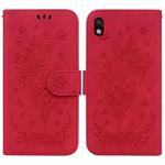 For Sony Xperia Ace III Butterfly Rose Embossed Leather Phone Case(Red)