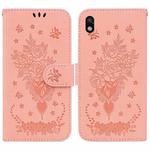 For Sony Xperia Ace III Butterfly Rose Embossed Leather Phone Case(Pink)