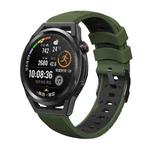 For Huawei Watch GT Runner Trapezoidal Three-row Hole Silicone Watch Band(Army Green Black)