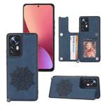 For Xiaomi 12 Pro Mandala Embossed Card Slots Magnetic Phone Case(Blue)