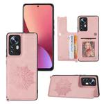 For Xiaomi 12 Pro Mandala Embossed Card Slots Magnetic Phone Case(Rose Gold)