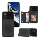 For Xiaomi Poco X4 Pro 5G Mandala Embossed Card Slots Magnetic Phone Case(Black)