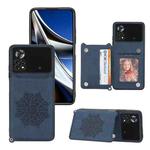 For Xiaomi Poco X4 Pro 5G Mandala Embossed Card Slots Magnetic Phone Case(Blue)