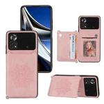 For Xiaomi Poco X4 Pro 5G Mandala Embossed Card Slots Magnetic Phone Case(Rose Gold)