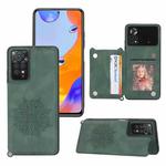 For Xiaomi Redmi Note 11 Pro Mandala Embossed Card Slots Magnetic Phone Case(Green)