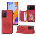 For Xiaomi Redmi Note 11 Pro Mandala Embossed Card Slots Magnetic Phone Case(Red)