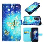 For Xiaomi Redmi K50 Pro/Redmi K50 3D Painting Horizontal Flip Leather Case(Golden Butterfly)