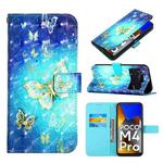 For Xiaomi Poco M4 Pro 4G 3D Painting Horizontal Flip Leather Case(Golden Butterfly)